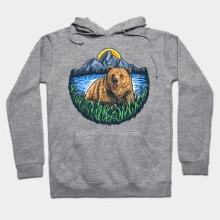 bear wild mountain sunset Hoodie